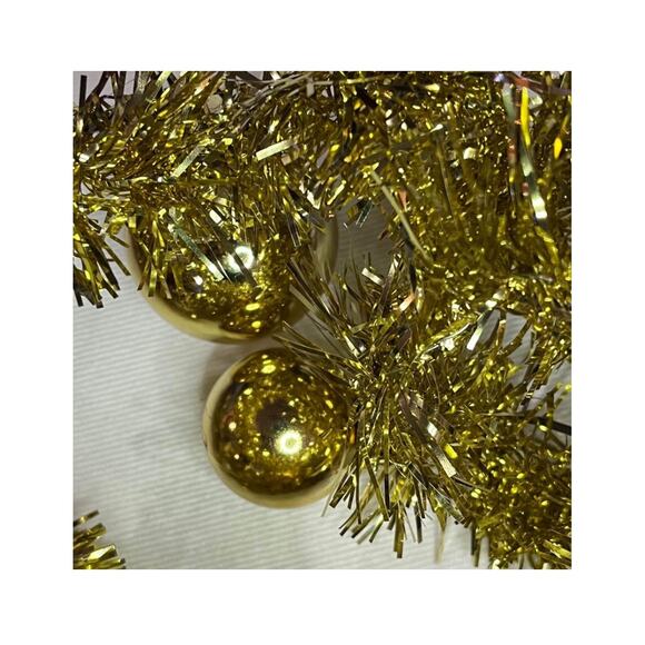 BULK LOT 6 Strands 48 ft Christmas Elegance Gold Tinsel Garland w/Gold Ornaments - Picture 5 of 5